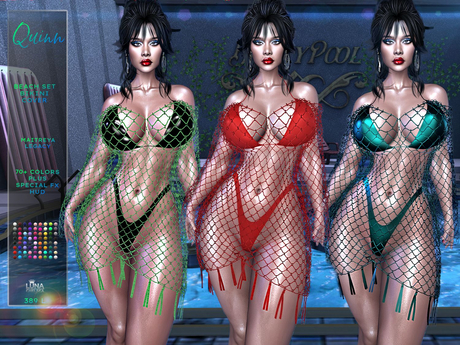 Second Life Marketplace - Quinn, Bikini & Matching Fishnet, Bikini